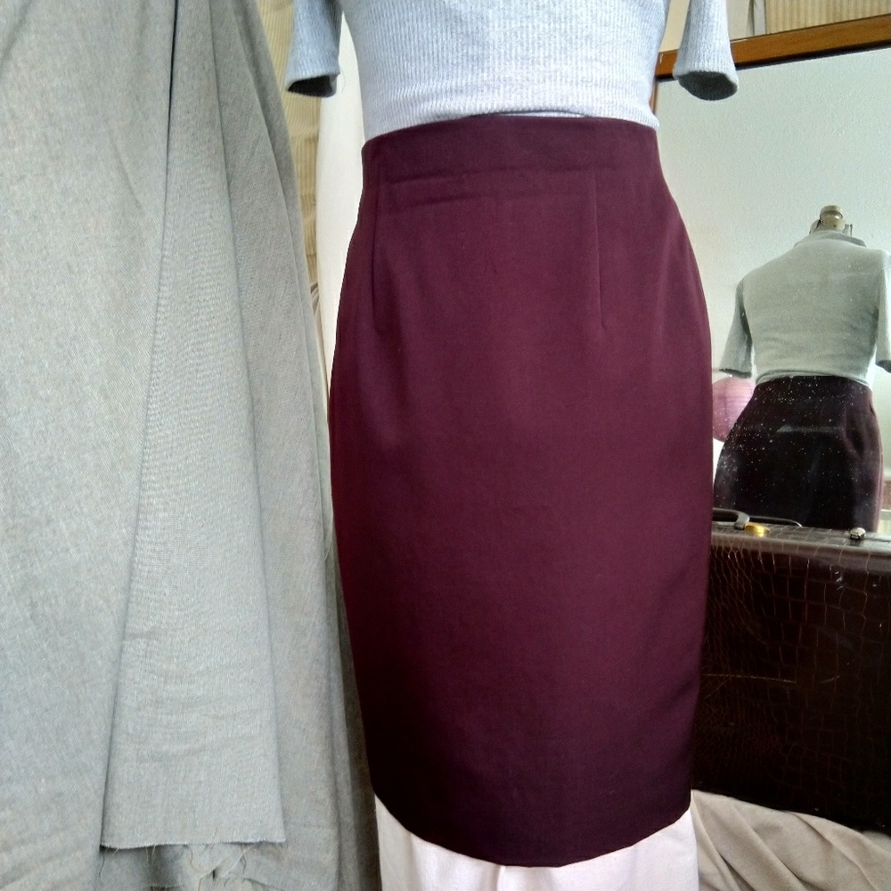 Vintage Plum Pencil Skirt Wool Ellen Tracy 8p - Picture 6 of 7